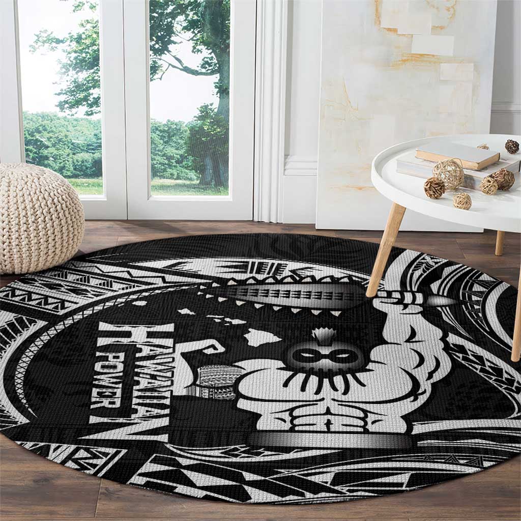 Black Hawaii Ikaika Warrior Round Carpet Hawaiian Power
