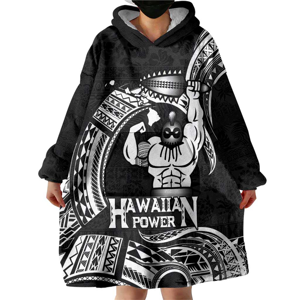 Black Hawaii Ikaika Warrior Wearable Blanket Hoodie Hawaiian Power