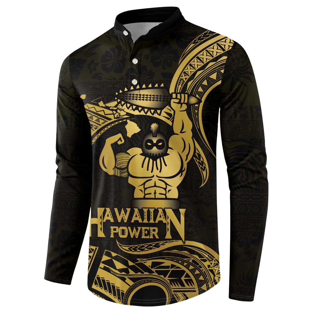 Gold Hawaii Ikaika Warrior Button Sweatshirt Hawaiian Power
