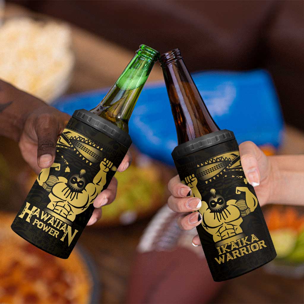 Gold Hawaii Ikaika Warrior 4 in 1 Can Cooler Tumbler Hawaiian Power