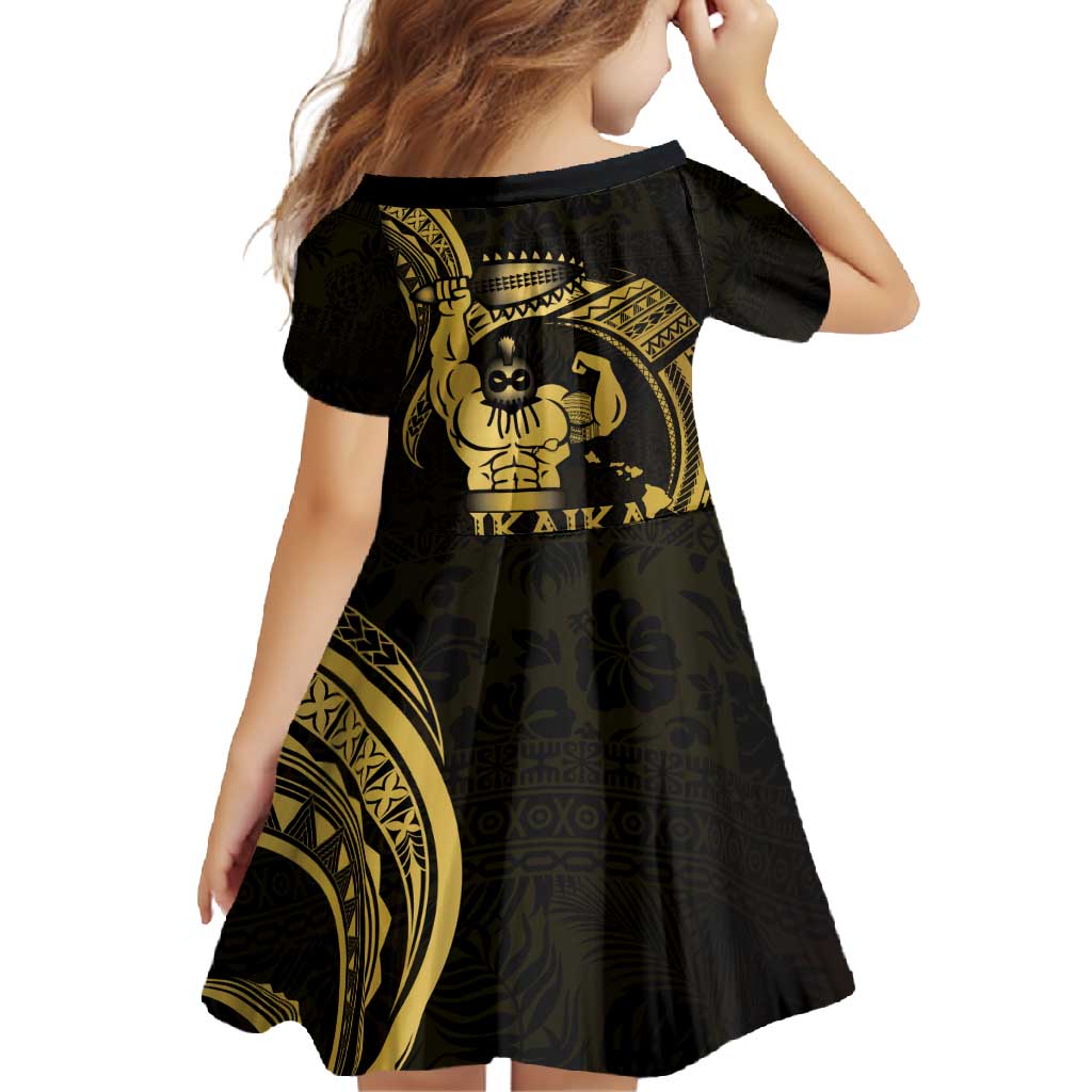 Gold Hawaii Ikaika Warrior Family Matching Off Shoulder Maxi Dress and Hawaiian Shirt Hawaiian Power LT14 - Polynesian Pride