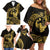 Gold Hawaii Ikaika Warrior Family Matching Off Shoulder Short Dress and Hawaiian Shirt Hawaiian Power