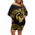 Gold Hawaii Ikaika Warrior Family Matching Off Shoulder Short Dress and Hawaiian Shirt Hawaiian Power