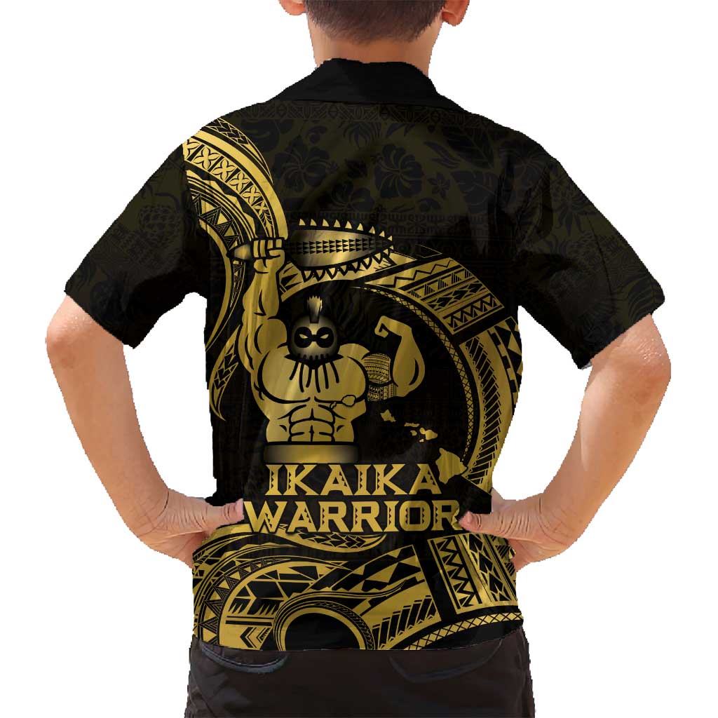 Gold Hawaii Ikaika Warrior Family Matching Summer Maxi Dress and Hawaiian Shirt Hawaiian Power LT14 - Polynesian Pride