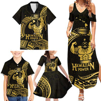 Gold Hawaii Ikaika Warrior Family Matching Summer Maxi Dress and Hawaiian Shirt Hawaiian Power LT14 - Polynesian Pride
