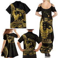 Gold Hawaii Ikaika Warrior Family Matching Summer Maxi Dress and Hawaiian Shirt Hawaiian Power LT14 - Polynesian Pride