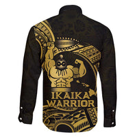 Gold Hawaii Ikaika Warrior Family Matching Summer Maxi Dress and Hawaiian Shirt Hawaiian Power LT14 - Polynesian Pride