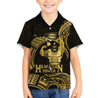 Gold Hawaii Ikaika Warrior Family Matching Summer Maxi Dress and Hawaiian Shirt Hawaiian Power LT14 Son's Shirt Gold - Polynesian Pride