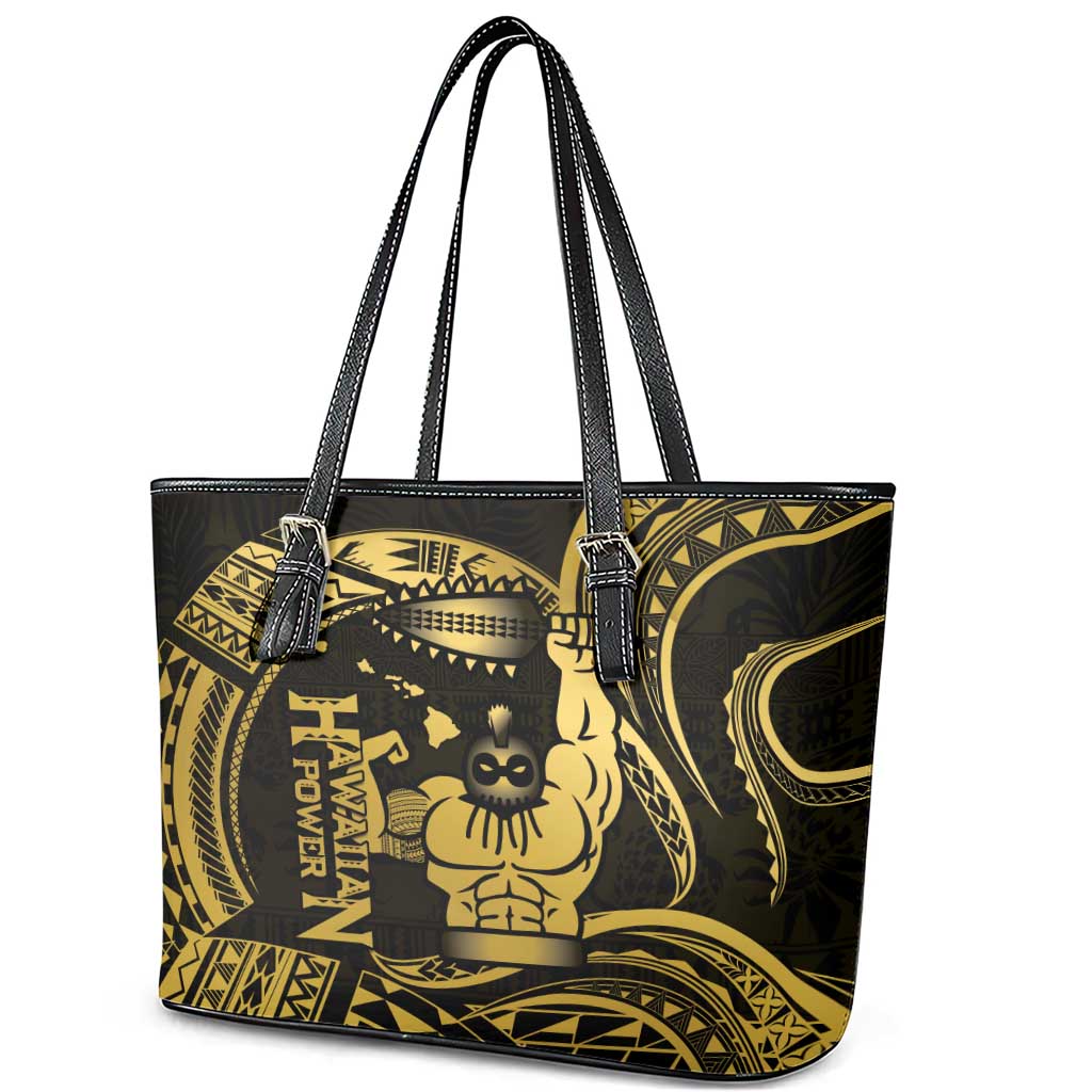 Gold Hawaii Ikaika Warrior Leather Tote Bag Hawaiian Power