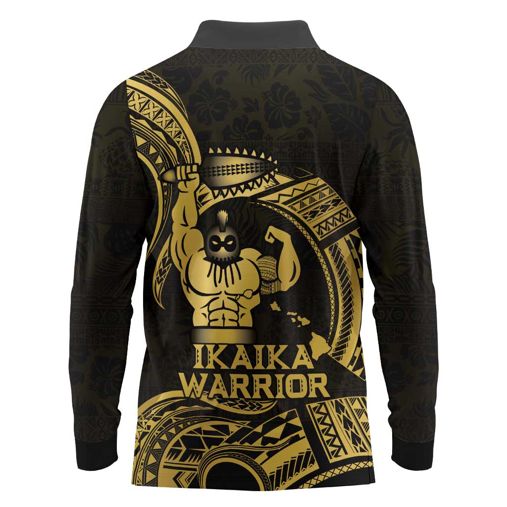 Gold Hawaii Ikaika Warrior Long Sleeve Polo Shirt Hawaiian Power