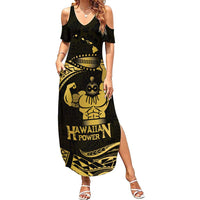 Gold Hawaii Ikaika Warrior Summer Maxi Dress Hawaiian Power LT14 Women Gold - Polynesian Pride