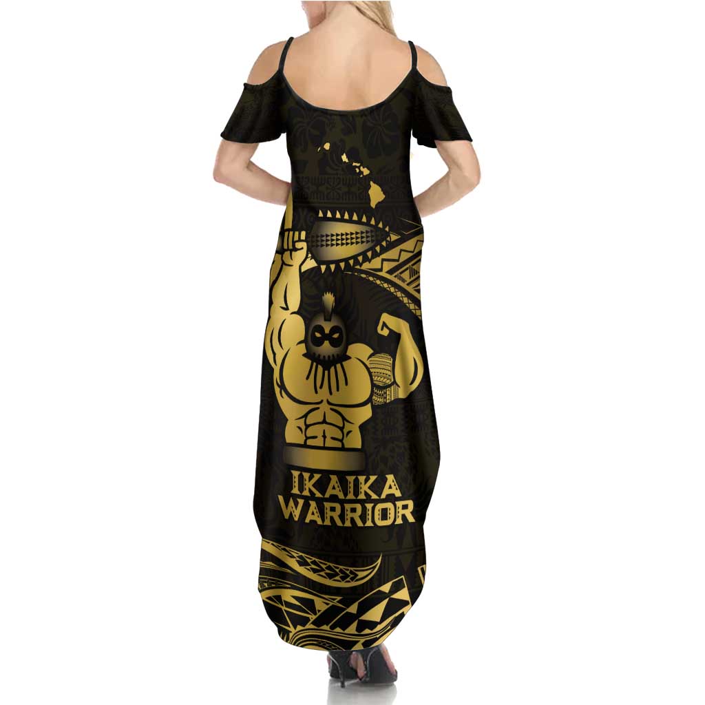 Gold Hawaii Ikaika Warrior Summer Maxi Dress Hawaiian Power LT14 - Polynesian Pride