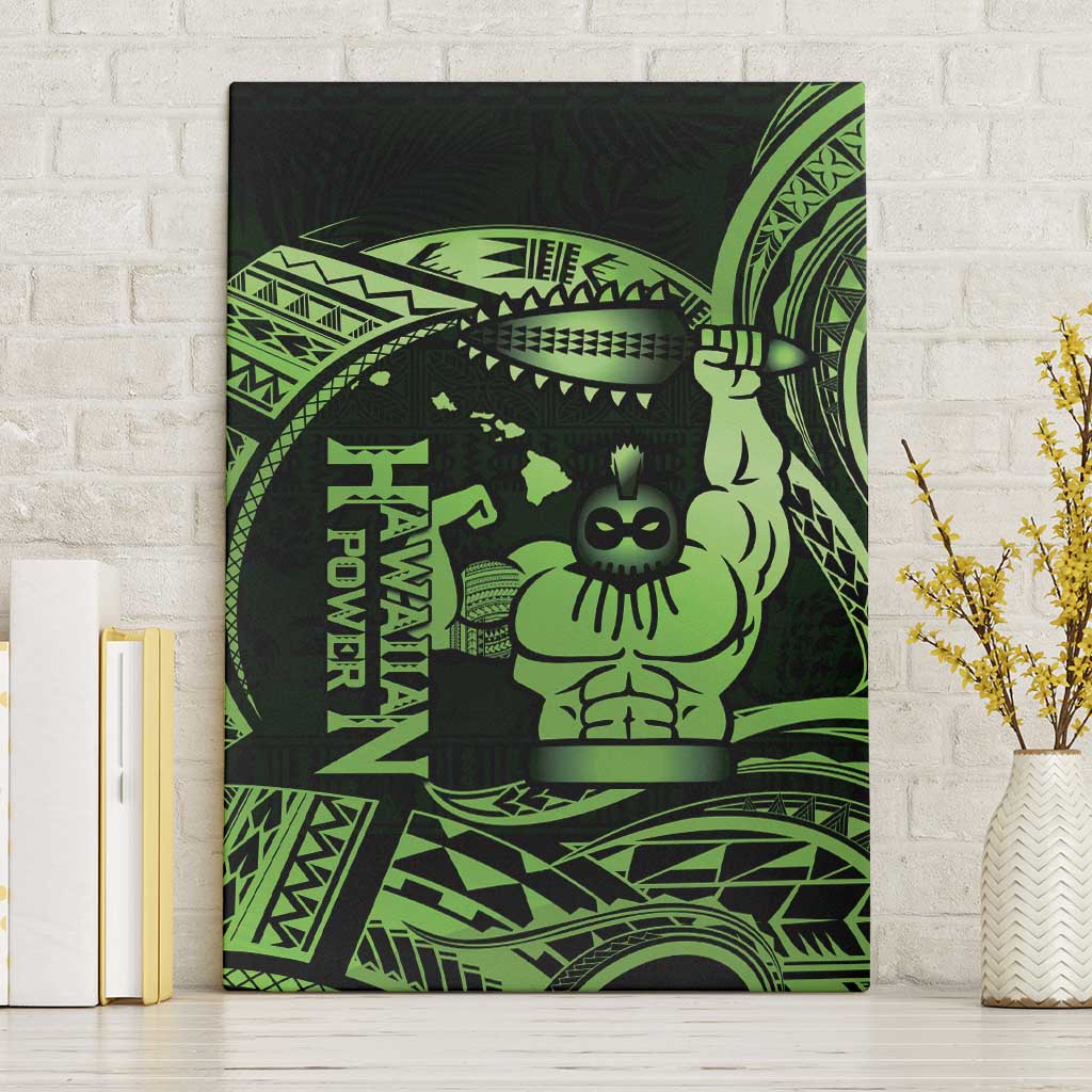 Green Hawaii Ikaika Warrior Canvas Wall Art Hawaiian Power