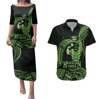 Green Hawaii Ikaika Warrior Couples Matching Puletasi and Hawaiian Shirt Hawaiian Power