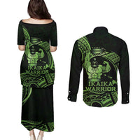Green Hawaii Ikaika Warrior Couples Matching Puletasi and Long Sleeve Button Shirt Hawaiian Power