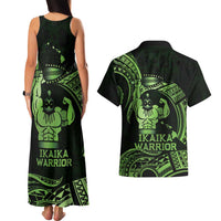 Green Hawaii Ikaika Warrior Couples Matching Tank Maxi Dress and Hawaiian Shirt Hawaiian Power