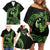 Green Hawaii Ikaika Warrior Family Matching Off Shoulder Short Dress and Hawaiian Shirt Hawaiian Power