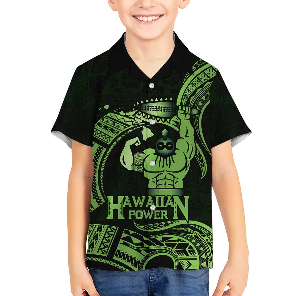 Green Hawaii Ikaika Warrior Kid Hawaiian Shirt Hawaiian Power