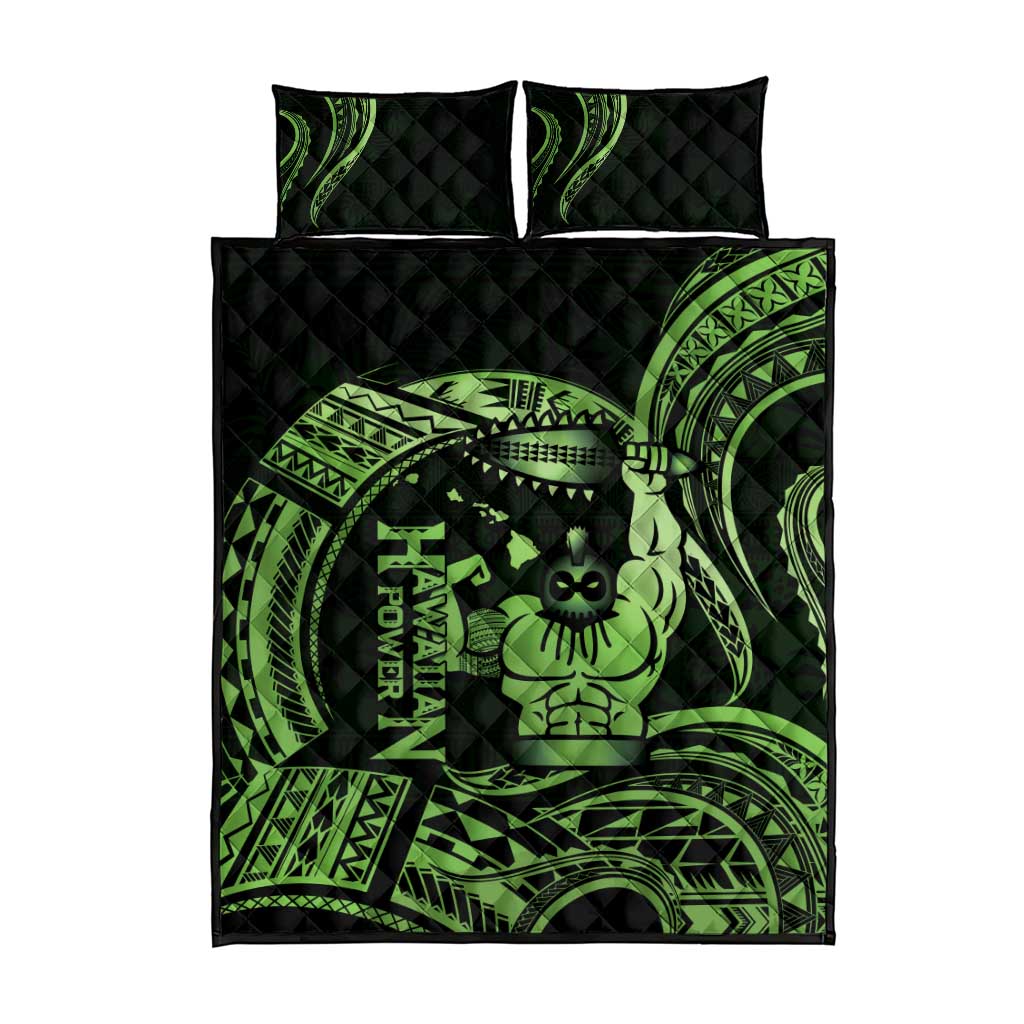 Green Hawaii Ikaika Warrior Quilt Bed Set Hawaiian Power