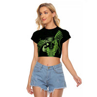 Green Hawaii Ikaika Warrior Raglan Cropped T Shirt Hawaiian Power LT14 Female Green - Polynesian Pride