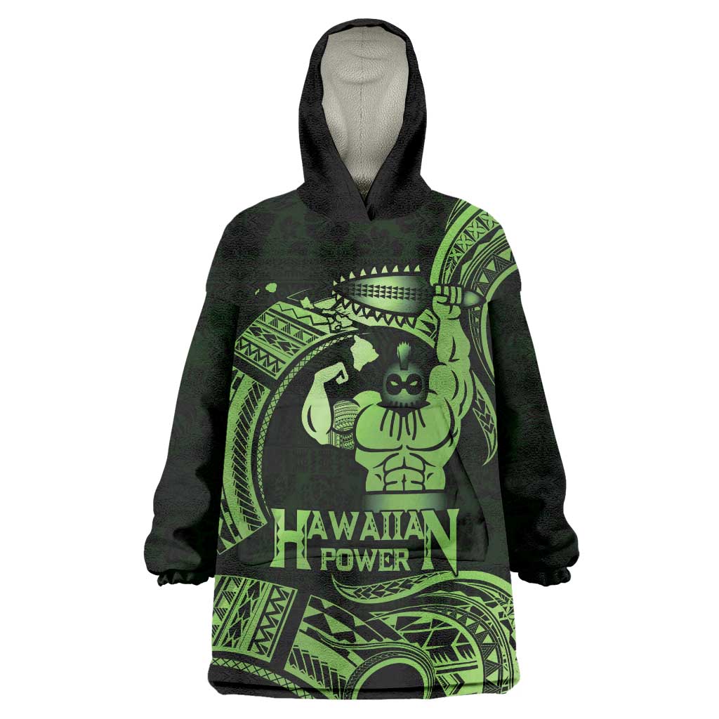 Green Hawaii Ikaika Warrior Wearable Blanket Hoodie Hawaiian Power LT14 One Size Green - Polynesian Pride