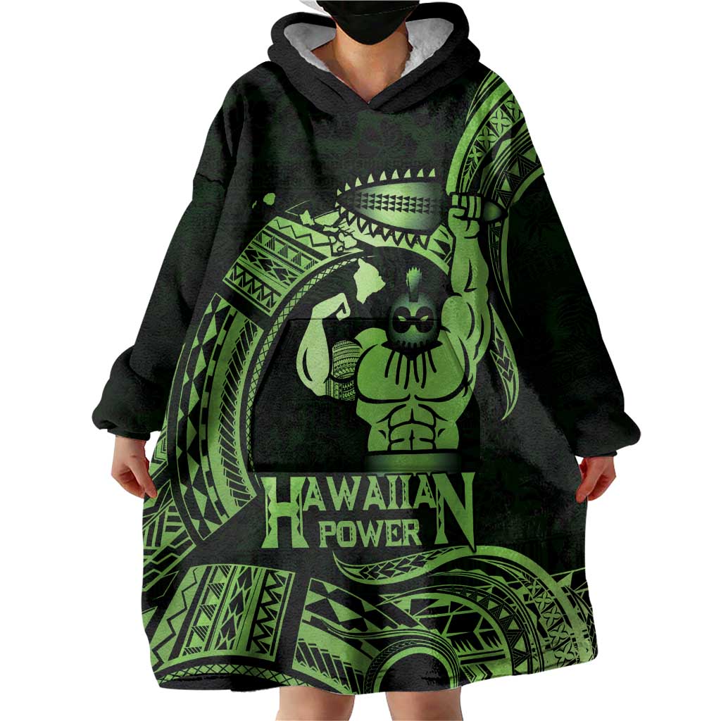 Green Hawaii Ikaika Warrior Wearable Blanket Hoodie Hawaiian Power LT14 - Polynesian Pride