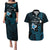 Personalised Hawaii King Kamehameha Day Couples Matching Puletasi and Hawaiian Shirt Plumeria With Kakau Pattern - Blue