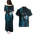 Personalised Hawaii King Kamehameha Day Couples Matching Puletasi and Hawaiian Shirt Plumeria With Kakau Pattern - Blue