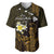 Personalised Hawaii King Kamehameha Day Baseball Jersey Plumeria With Kakau Pattern - Gold