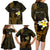 Personalised Hawaii King Kamehameha Day Family Matching Long Sleeve Bodycon Dress and Hawaiian Shirt Plumeria With Kakau Pattern - Gold