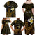 Personalised Hawaii King Kamehameha Day Family Matching Off Shoulder Maxi Dress and Hawaiian Shirt Plumeria With Kakau Pattern - Gold