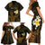 Personalised Hawaii King Kamehameha Day Family Matching Short Sleeve Bodycon Dress and Hawaiian Shirt Plumeria With Kakau Pattern - Gold