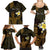 Personalised Hawaii King Kamehameha Day Family Matching Summer Maxi Dress and Hawaiian Shirt Plumeria With Kakau Pattern - Gold