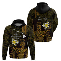 Personalised Hawaii King Kamehameha Day Hoodie Plumeria With Kakau Pattern - Gold