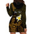 Personalised Hawaii King Kamehameha Day Hoodie Dress Plumeria With Kakau Pattern - Gold