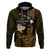 Personalised Hawaii King Kamehameha Day Zip Hoodie Plumeria With Kakau Pattern - Gold