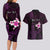 Personalised Hawaii King Kamehameha Day Couples Matching Long Sleeve Bodycon Dress and Hawaiian Shirt Plumeria With Kakau Pattern - Purple