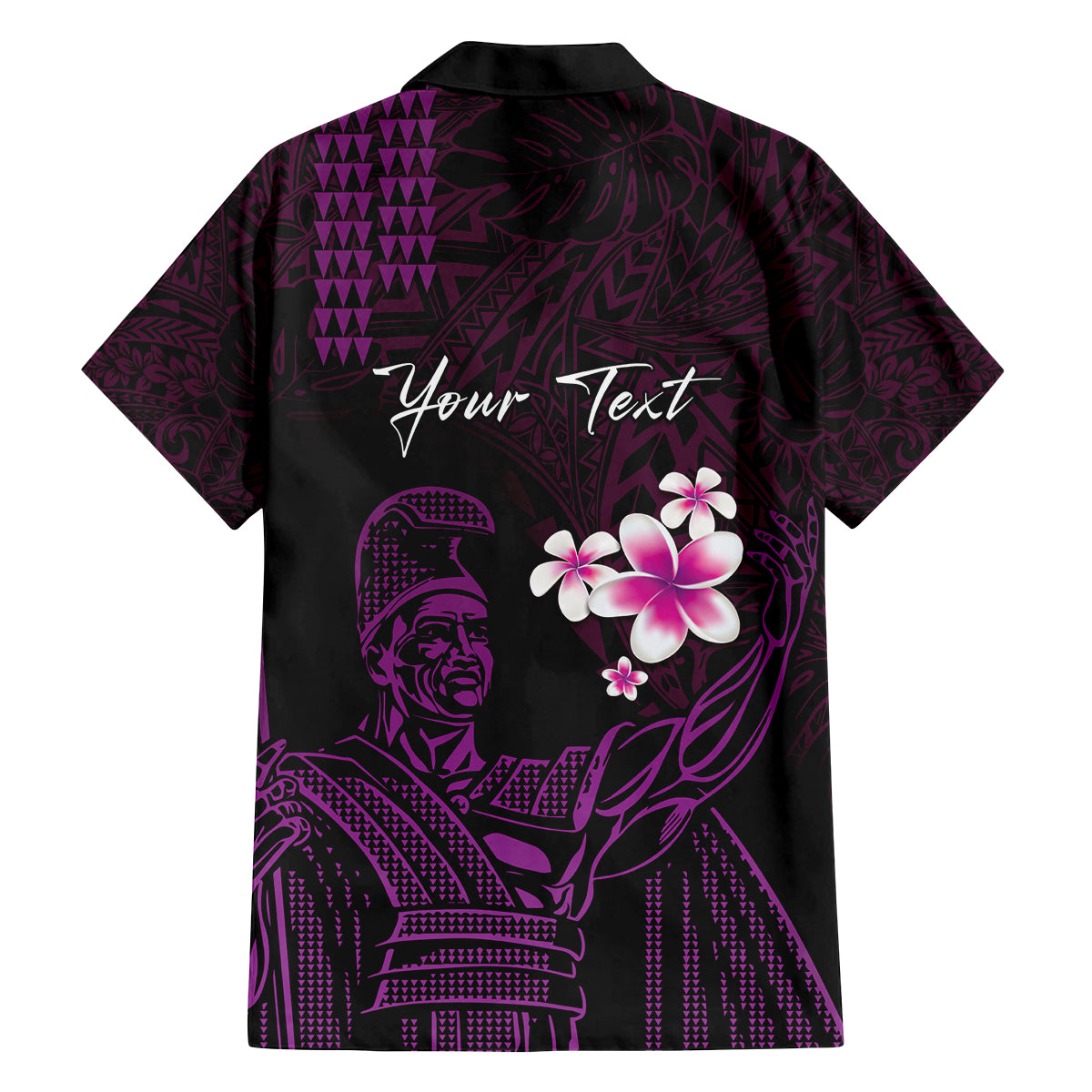 Personalised Hawaii King Kamehameha Day Family Matching Off Shoulder Short Dress and Hawaiian Shirt Plumeria With Kakau Pattern - Purple