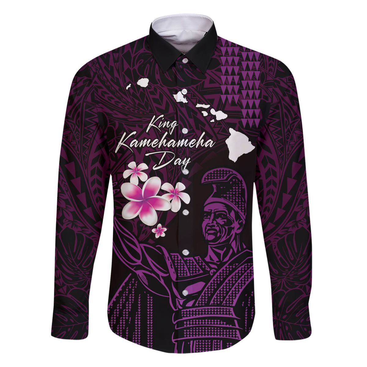 Personalised Hawaii King Kamehameha Day Family Matching Short Sleeve Bodycon Dress and Hawaiian Shirt Plumeria With Kakau Pattern - Purple