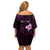 Personalised Hawaii King Kamehameha Day Off Shoulder Short Dress Plumeria With Kakau Pattern - Purple