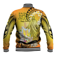Polynesia Easter Day Baseball Jacket He Is Risen Lilium Longiflorum Polynesian Pattern LT14 - Polynesian Pride