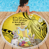 Polynesia Easter Day Beach Blanket He Is Risen Lilium Longiflorum Polynesian Pattern LT14 - Polynesian Pride