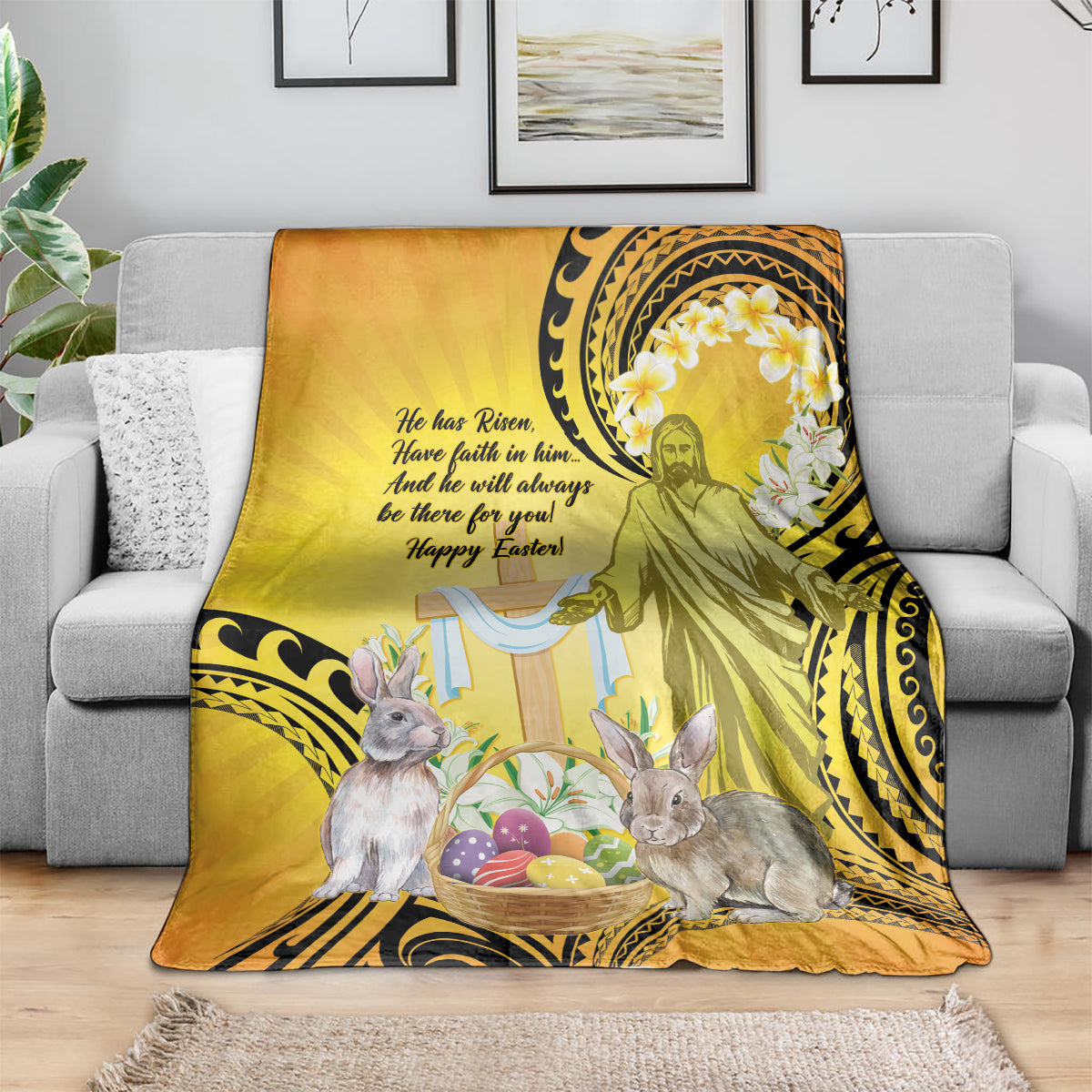 Polynesia Easter Day Blanket He Is Risen Lilium Longiflorum Polynesian Pattern LT14 - Polynesian Pride