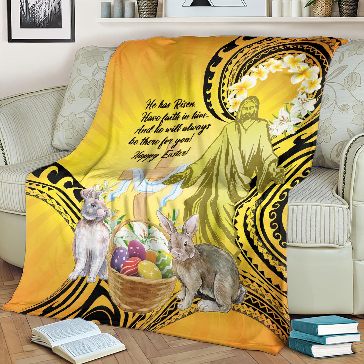 Polynesia Easter Day Blanket He Is Risen Lilium Longiflorum Polynesian Pattern LT14 - Polynesian Pride