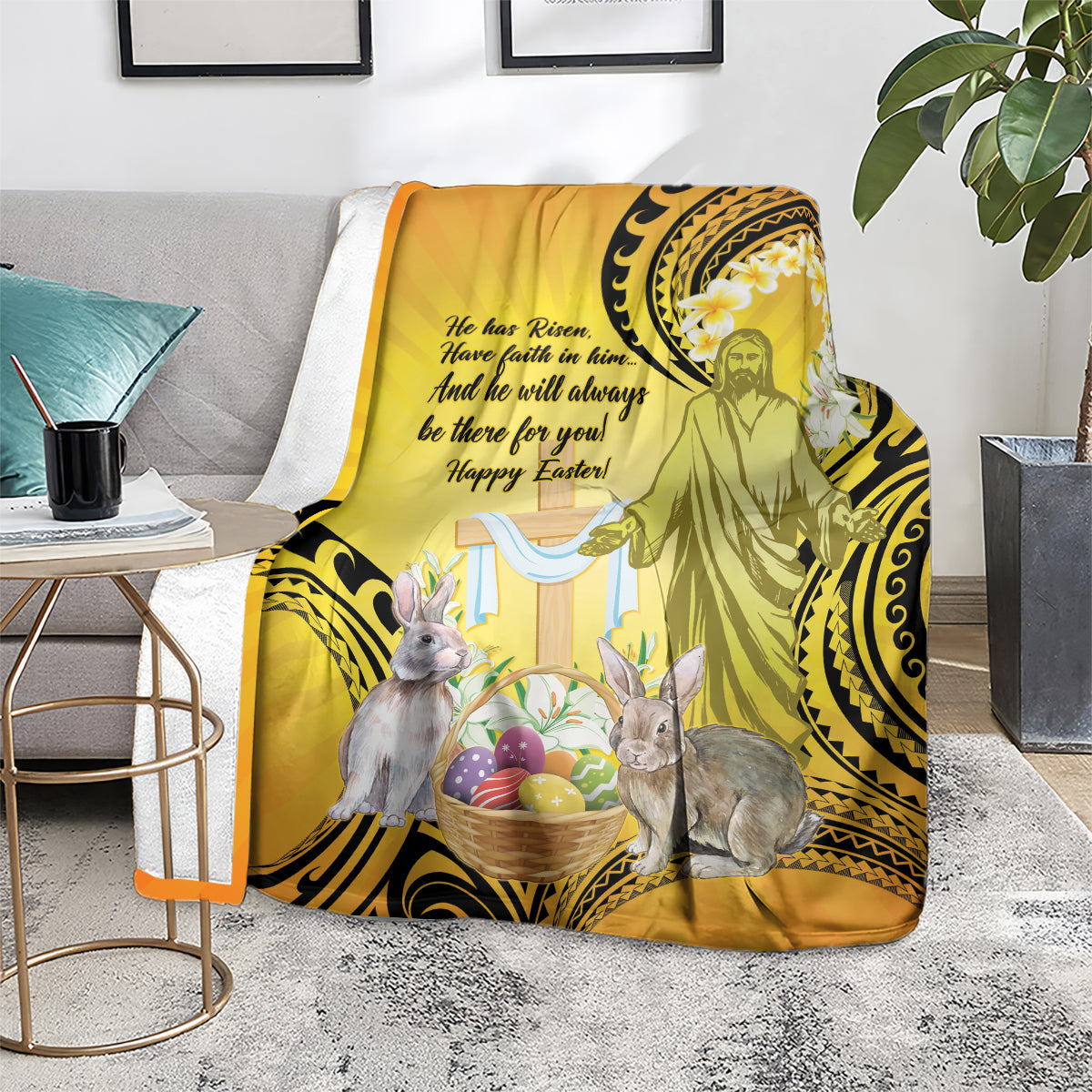 Polynesia Easter Day Blanket He Is Risen Lilium Longiflorum Polynesian Pattern LT14 - Polynesian Pride
