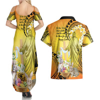 Polynesia Easter Day Couples Matching Summer Maxi Dress and Hawaiian Shirt He Is Risen Lilium Longiflorum Polynesian Pattern LT14 - Polynesian Pride