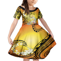 Polynesia Easter Day Family Matching Mermaid Dress and Hawaiian Shirt He Is Risen Lilium Longiflorum Polynesian Pattern LT14 Daughter's Dress Gold - Polynesian Pride