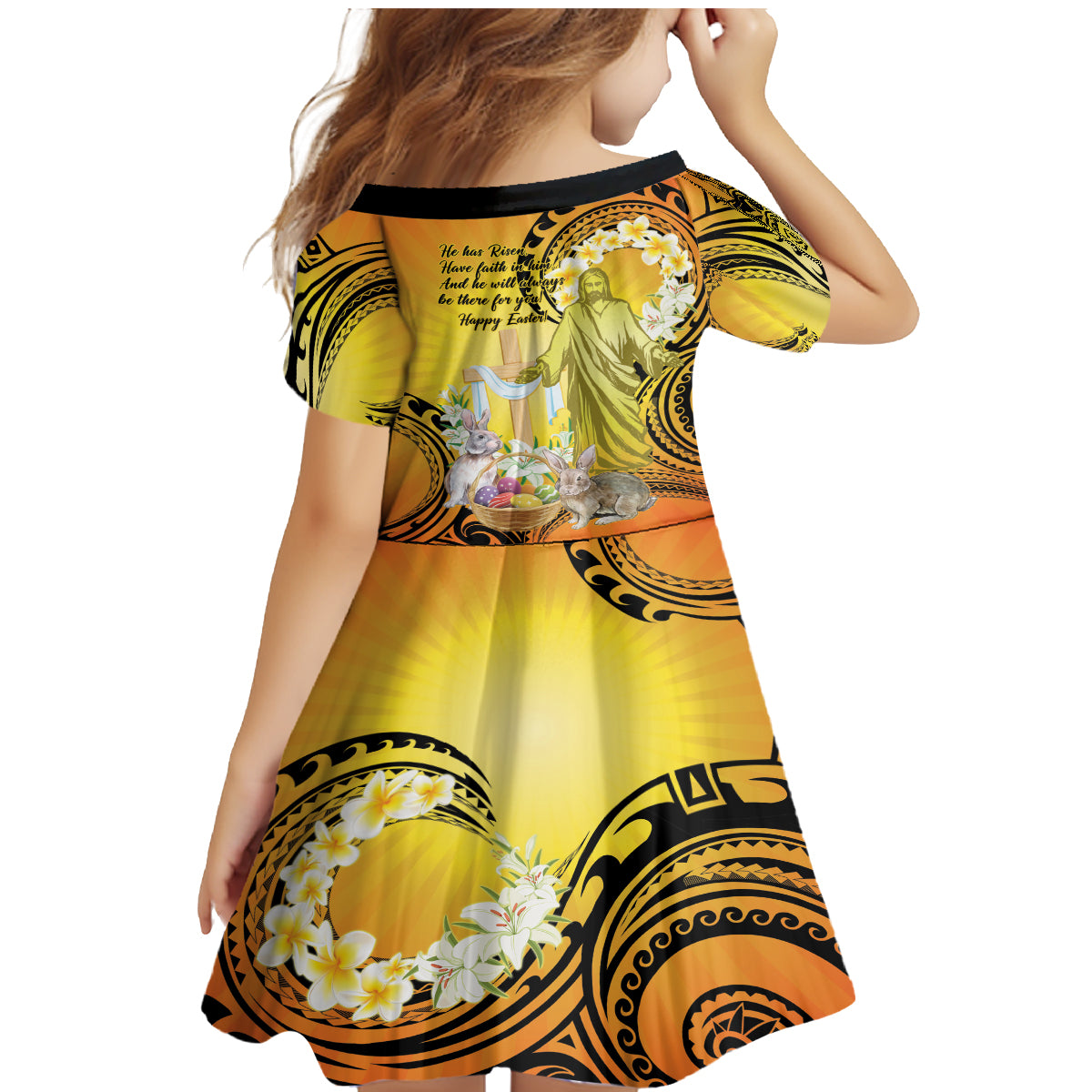Polynesia Easter Day Family Matching Mermaid Dress and Hawaiian Shirt He Is Risen Lilium Longiflorum Polynesian Pattern LT14 - Polynesian Pride