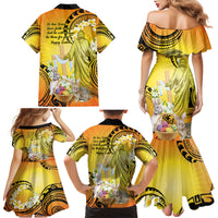 Polynesia Easter Day Family Matching Mermaid Dress and Hawaiian Shirt He Is Risen Lilium Longiflorum Polynesian Pattern LT14 - Polynesian Pride