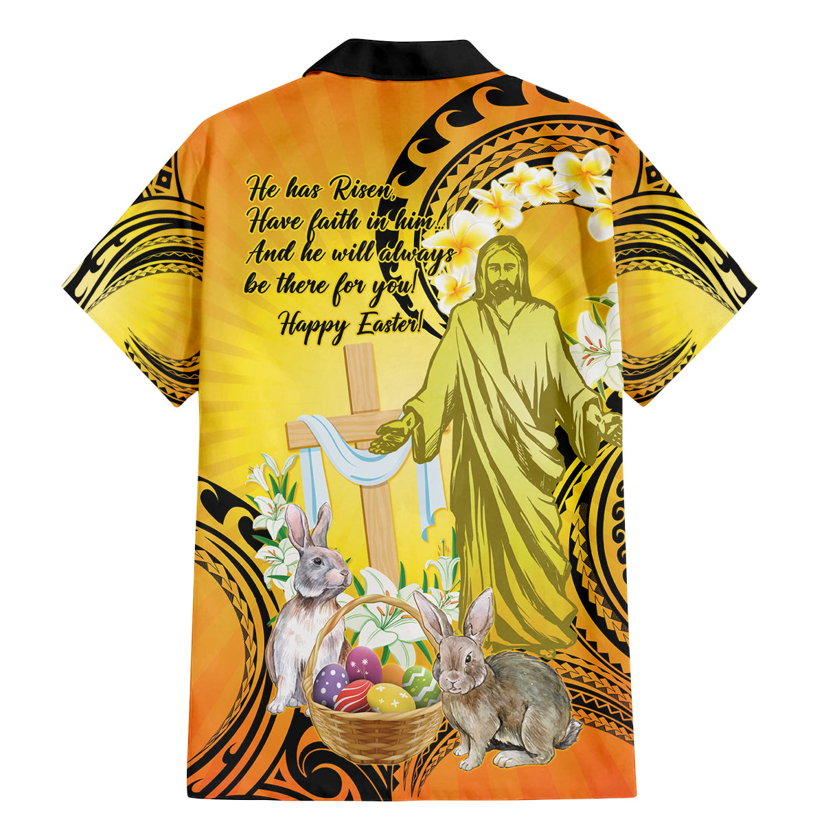 Polynesia Easter Day Family Matching Mermaid Dress and Hawaiian Shirt He Is Risen Lilium Longiflorum Polynesian Pattern LT14 - Polynesian Pride